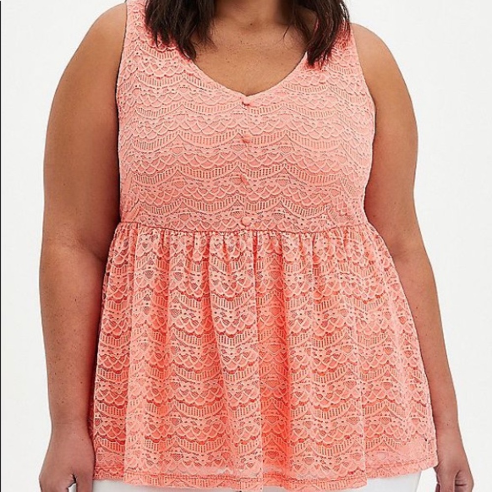 Torrid coral lace overlay babydoll top